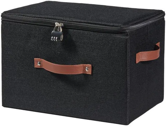 Main image of Lockable Storage Bins Box with Zipper Lid Combination Lock