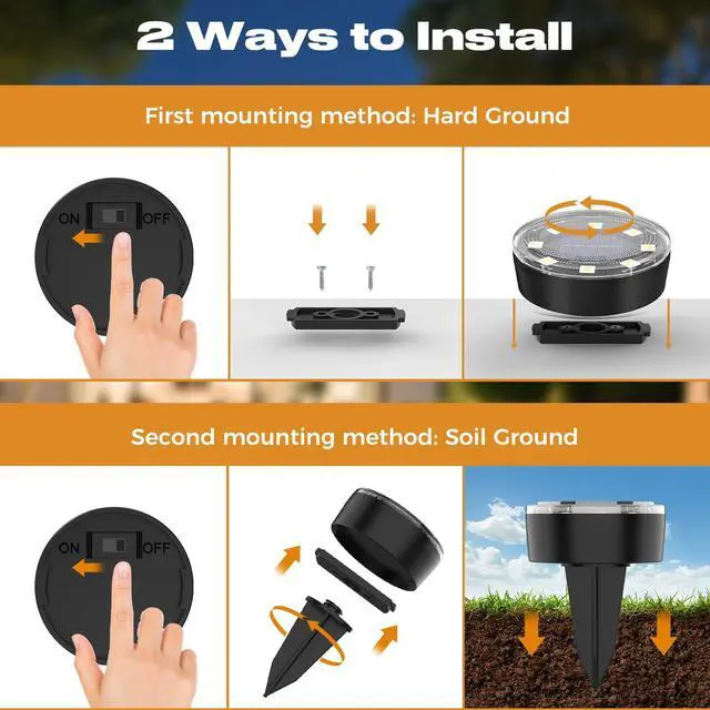 Alt view image 5 of 7 - Mini Solar Ground Lights, 12 Pack 2.2 Inch Solar Lights Outdoor Waterproof, MowOver Safe, Upgraded LED Flat Landscape Lighting for Outside Pathway Garden Patio Yard Driveway,Cold White