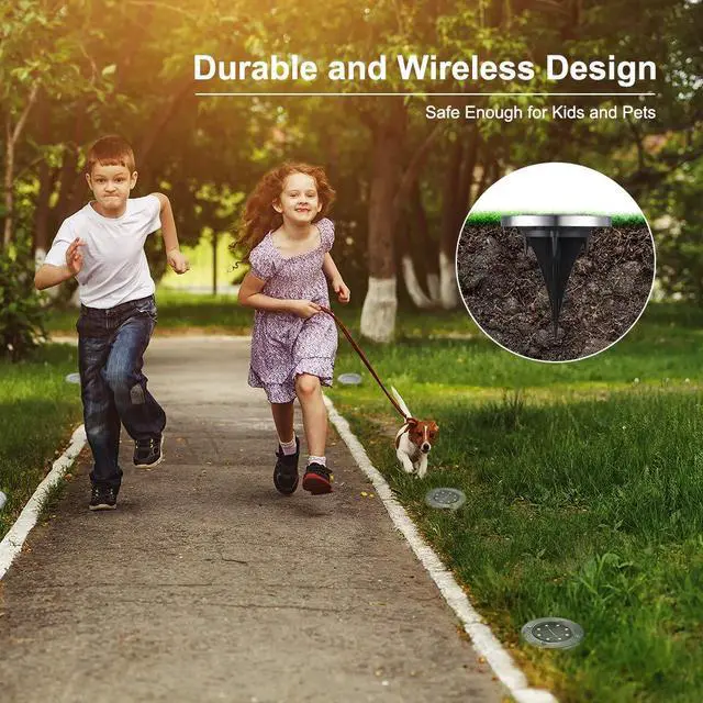 Alt view image 5 of 7 - Solar Ground Lights Outdoor, 8 Pack 8 LED Solar Disk Lights Waterproof Garden In-ground Pathway Light Landscape Lighting for Lawn,Yard,Deck,Patio,Walkway (Warm White)