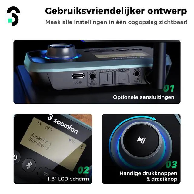 Alt view image 5 of 7 - Bluetooth 5.3 Transmitter Receiver for TV to 2 Headphones