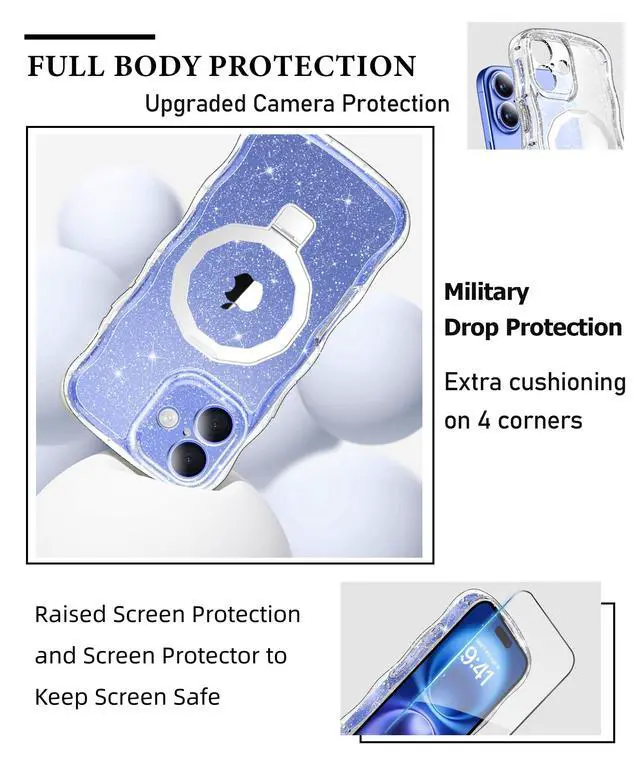 Alt view image 2 of 6 - Magnetic Stand for iPhone 16 Case with Screen Protector Clear