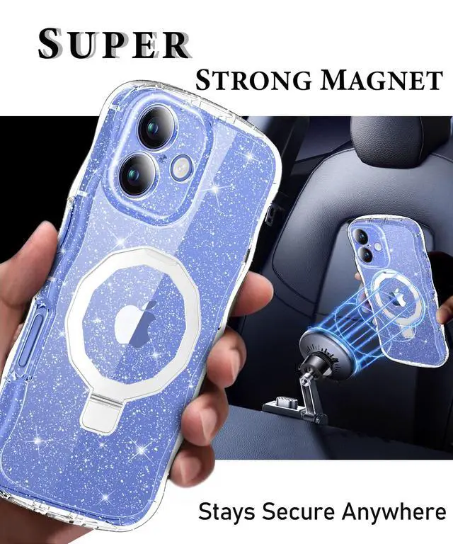 Alt view image 4 of 6 - Magnetic Stand for iPhone 16 Case with Screen Protector Clear