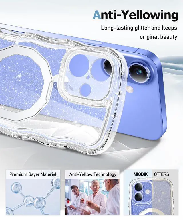 Alt view image 6 of 6 - Magnetic Stand for iPhone 16 Case with Screen Protector Clear