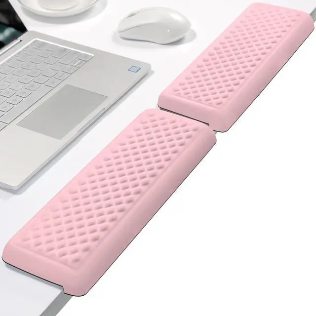 Main image of 2-Piece L Shaped Split-Design Desk Elbow Pad, Dual-Zone Support, Tri-Zone Relief for Elbow/Forearm/Wrist, Adaptive to All Desk Geometry, Non-Slip Laser-Engraved Base, Pink