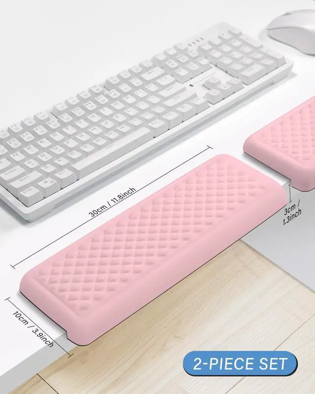 Alt view image 2 of 7 - 2-Piece L Shaped Split-Design Desk Elbow Pad, Dual-Zone Support, Tri-Zone Relief for Elbow/Forearm/Wrist, Adaptive to All Desk Geometry, Non-Slip Laser-Engraved Base, Pink