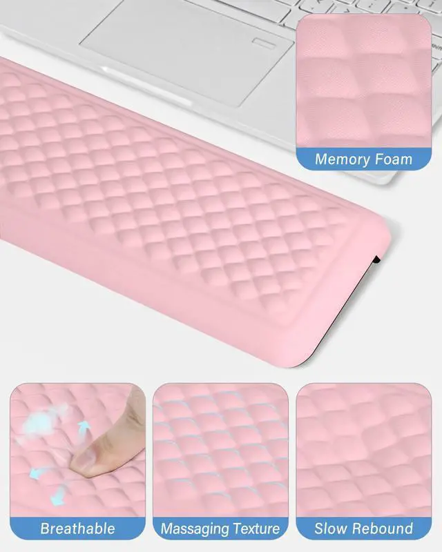 Alt view image 3 of 7 - 2-Piece L Shaped Split-Design Desk Elbow Pad, Dual-Zone Support, Tri-Zone Relief for Elbow/Forearm/Wrist, Adaptive to All Desk Geometry, Non-Slip Laser-Engraved Base, Pink