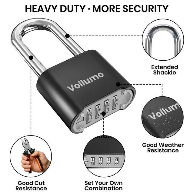 Alt view image 3 of 7 - Heavy Duty 4-Digit Combination Padlock