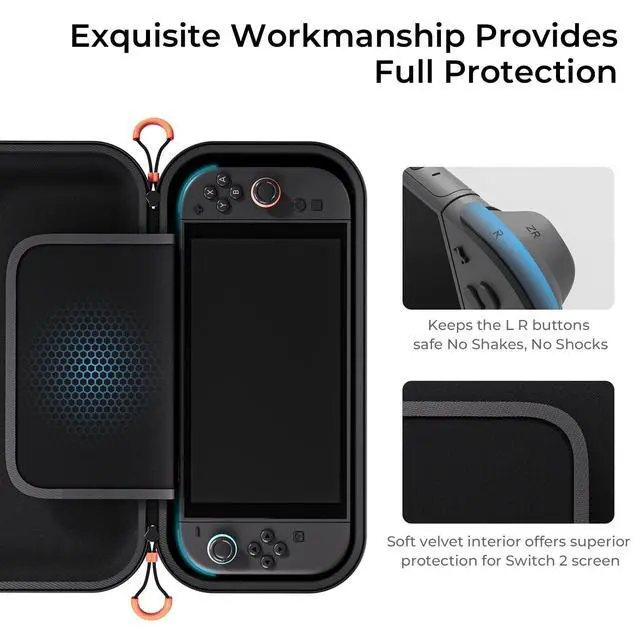 Alt view image 2 of 7 - Ultra Hard Switch 2 Case, with Screen Protectors & Thumb Grip Caps