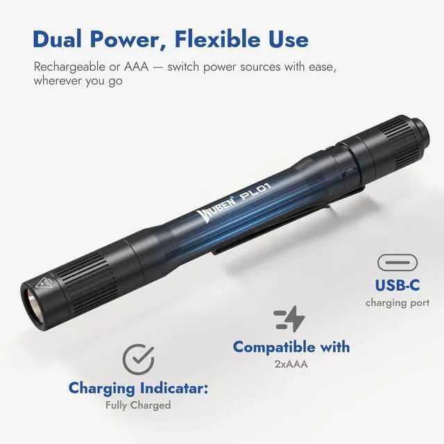 Alt view image 3 of 7 - PL01 Pen Light, 650 Lumens Pocket EDC Pen Flashlight Rechargeable