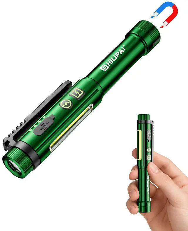 Main image of Rechargeable Penlight Flashlight, 600 Lumens COB LED Work Light with Magnetic Clip, 8 Lighting Modes, USB-C Pocket Flashlight with Power Indicator for EDC, Inspection, Emergency and Daily Use(Green)