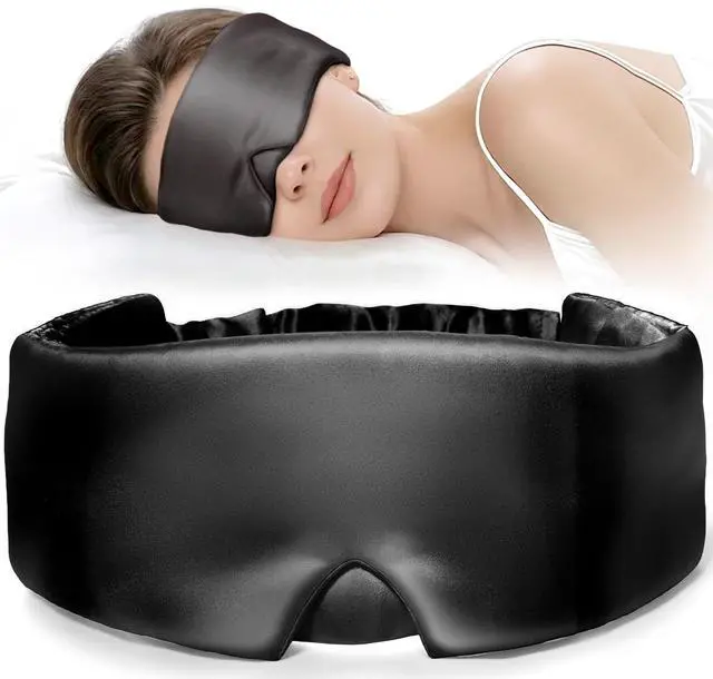 Main image of Silk Sleep Mask for Side Sleeper, Travel, Airplane, Office, Black