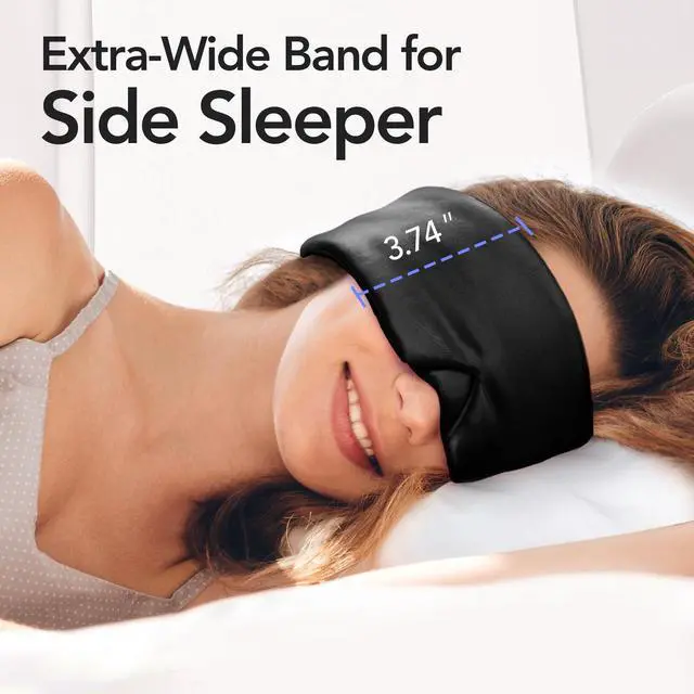Alt view image 6 of 7 - Silk Sleep Mask for Side Sleeper, Travel, Airplane, Office, Black