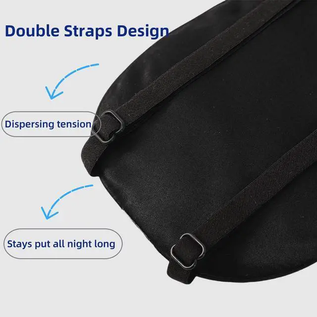 Alt view image 2 of 5 - Sleep Mask 2 Straps, Mulberry Silk, Twin Thin Elastic Bands Stay Put All Night, Smooth Eye Mask Two Adjustable Head Strings and Nose Baffle