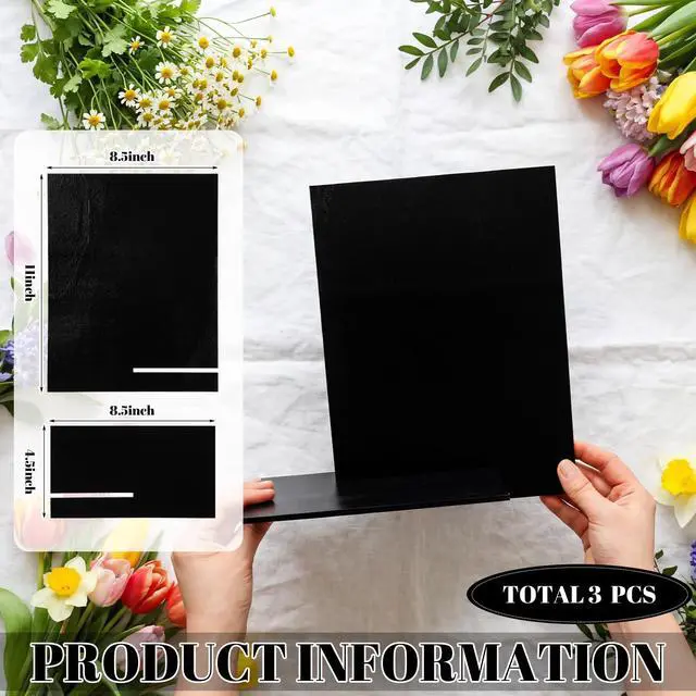 Alt view image 2 of 6 - 3 Pcs Wooden Sign Stands Black Calendar Stand for Desk Wooden Book Stand Easel L Shape Slant Back for Calendar Picture Artistic Work Decorative Plate Photo Menus Table Numbers 11x8.5 Inch