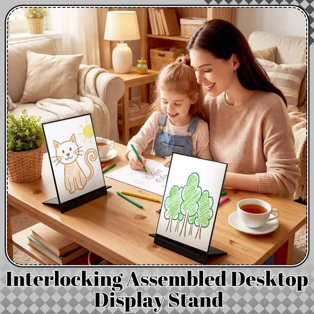 Alt view image 5 of 6 - 3 Pcs Wooden Sign Stands Black Calendar Stand for Desk Wooden Book Stand Easel L Shape Slant Back for Calendar Picture Artistic Work Decorative Plate Photo Menus Table Numbers 11x8.5 Inch