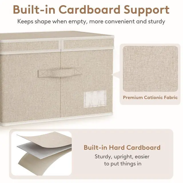 Alt view image 3 of 7 - Fabric Foldable Storage Bins with Lids and Handles,34.5L,3 Pack