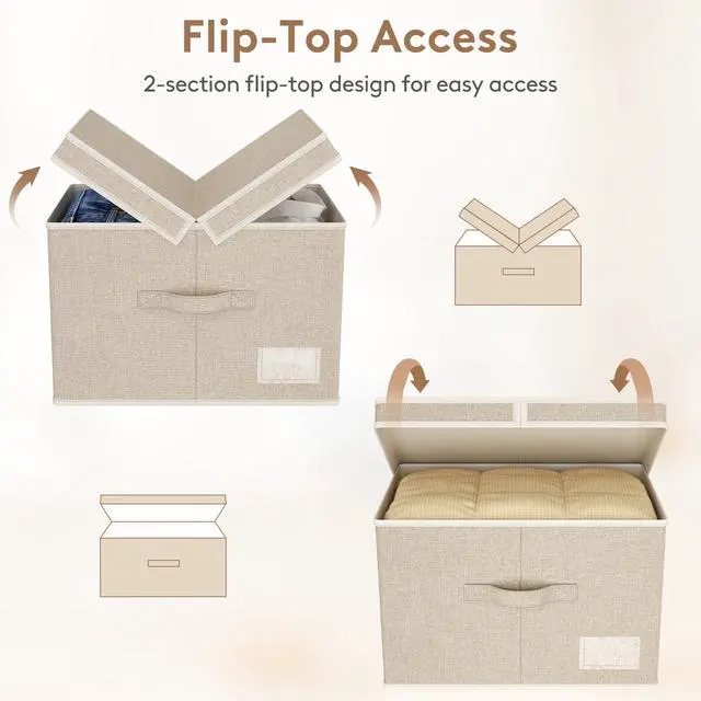 Alt view image 4 of 7 - Fabric Foldable Storage Bins with Lids and Handles,34.5L,3 Pack