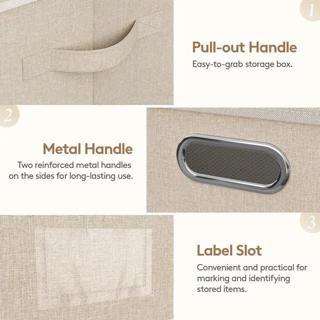 Alt view image 5 of 7 - Fabric Foldable Storage Bins with Lids and Handles,34.5L,3 Pack