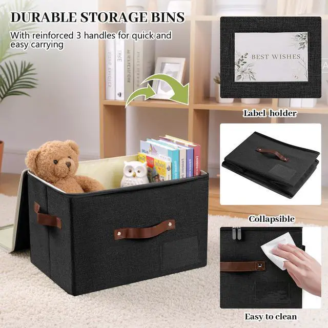 Alt view image 2 of 7 - Zipper Lids 17.7" x 13.8" x 10" Foldable Storage Boxes