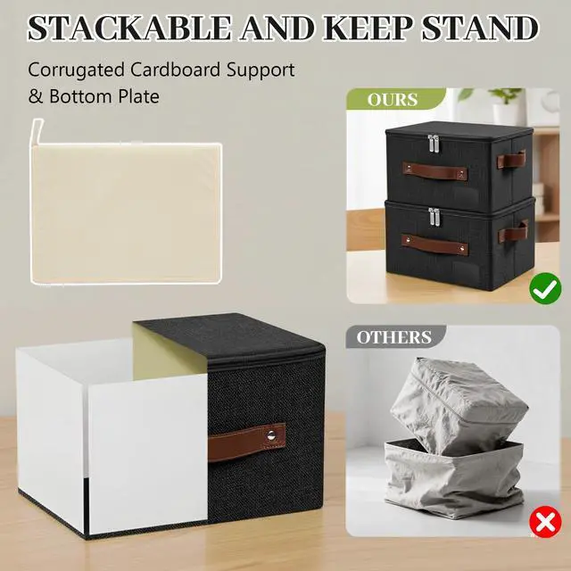 Alt view image 5 of 7 - Zipper Lids 17.7" x 13.8" x 10" Foldable Storage Boxes