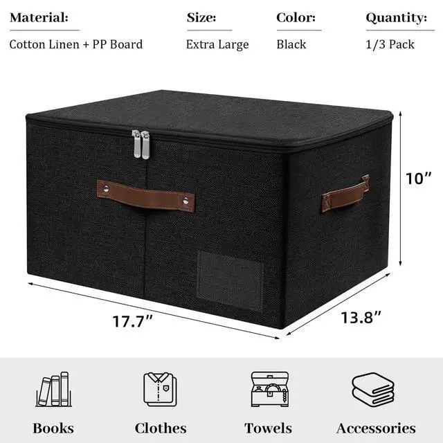 Alt view image 3 of 7 - Zipper Lids 17.7" x 13.8" x 10" Foldable Storage Boxes