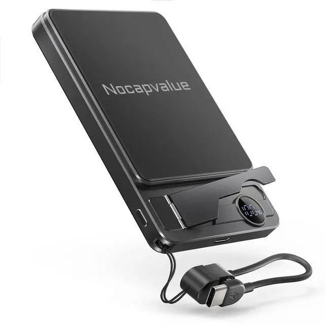 Main image of Qi2 Magnetic Portable Charger 10000mAh, 15W Wireless & 22.5W USB-C Fast Charger with Stand & LED Display, for iPhone 17/16/15/14,Black