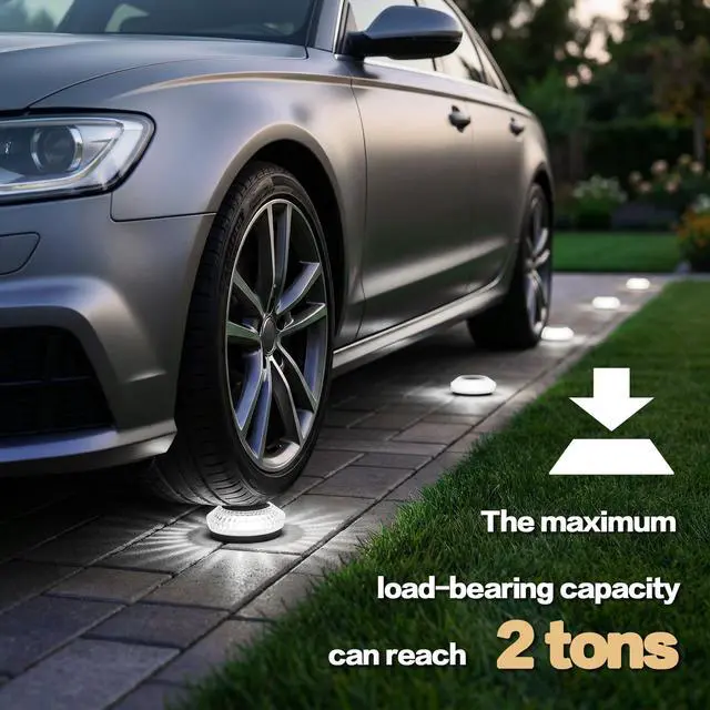 Alt view image 3 of 7 - Solar Ground Lights Outdoor, 8 Pack 2.8 inch Solar Powered Pathway Lights IP67 Waterproof Anti Glare Diamond Solar Garden Lights Landscape Lighting for Patio Yard Deck Walkway, Cold White