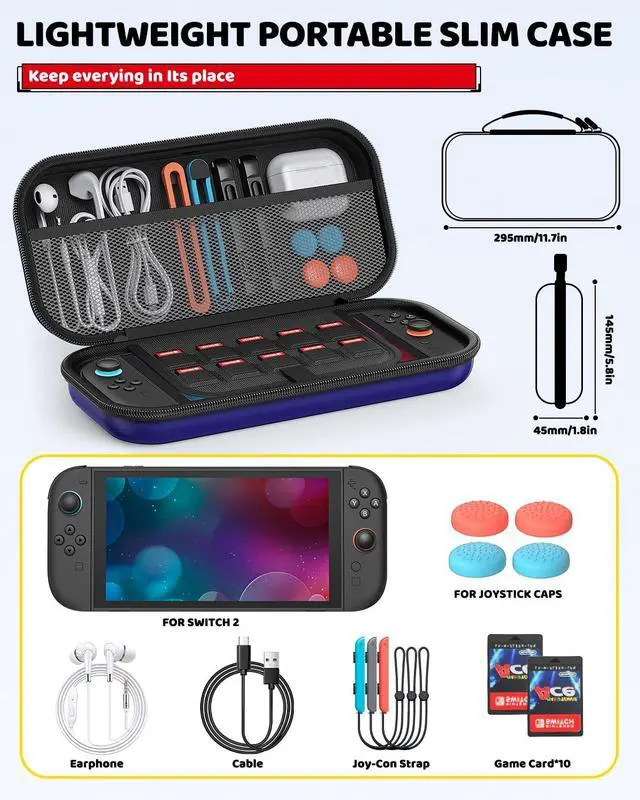Alt view image 2 of 7 - Switch 2 Accessories Bundle for Nintendo Switch 2 2025(All in One Case Kit)