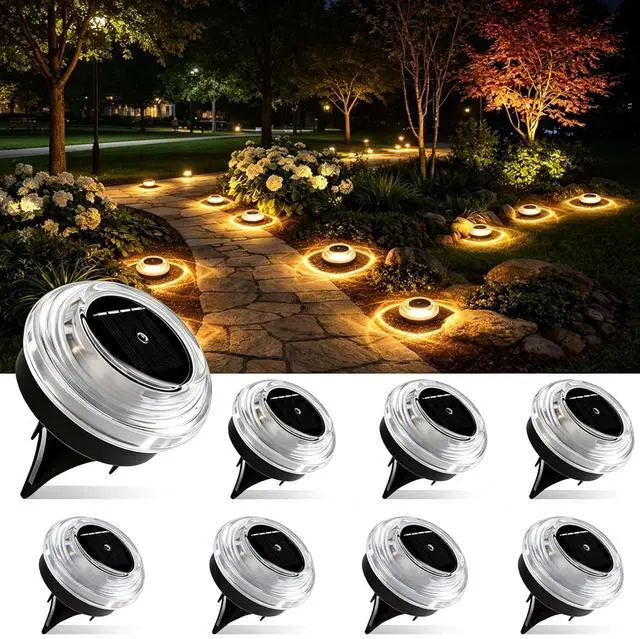 Main image of Solar Driveway Lights 8 Pack, Solar Walkway Lights Outdoor IP67 Waterproof, Solar Ground Lights Lighting for Yard Path Step Sidewalk Stair PathwayWarm White