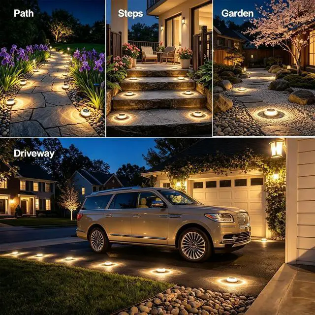 Alt view image 2 of 7 - Solar Driveway Lights 8 Pack, Solar Walkway Lights Outdoor IP67 Waterproof, Solar Ground Lights Lighting for Yard Path Step Sidewalk Stair PathwayWarm White