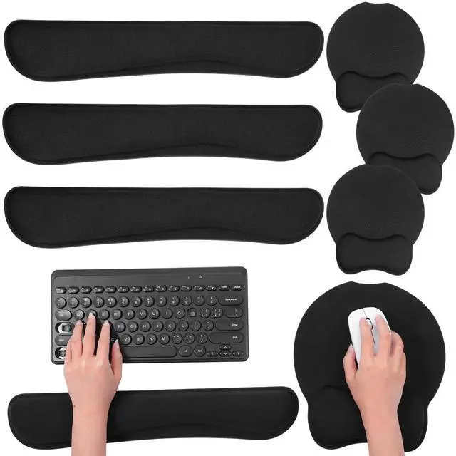 Main image of 6 Pcs Mouse Pad and Keyboard Wrist Rest, Keyboard and Mouse Pad Set with Wrist Support, Ergonomic Memory Foam Wrist Rest for Computer Keyboard Office, Gaming, Computer, Laptop, Typing Comfort