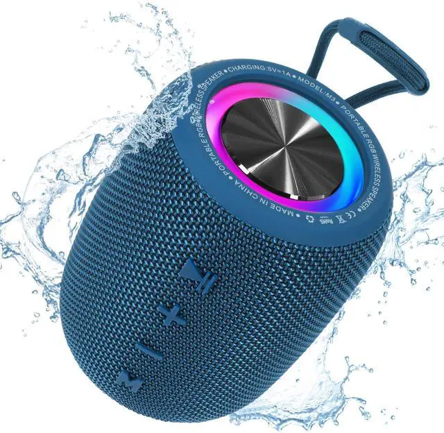 Main image of Portable Bluetooth Speaker, BT5.3 Wireless Speaker 20W Bass Diaphragms with Multi LED Light Dynamic Modes, IPX6 Waterproof 16H Playtime supports FM Mode, TF, USB for Home, Cycling, Outdoor, Beach