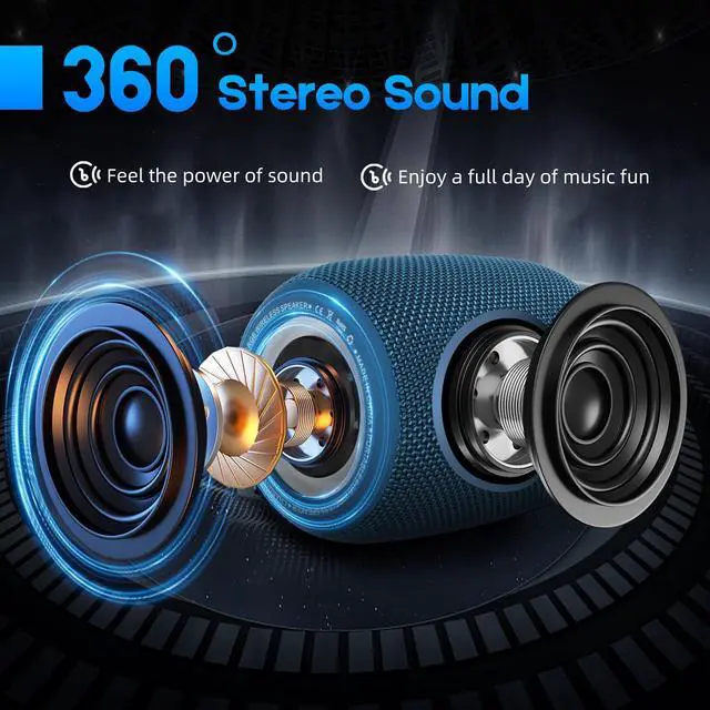 Alt view image 2 of 7 - Portable Bluetooth Speaker, BT5.3 Wireless Speaker 20W Bass Diaphragms with Multi LED Light Dynamic Modes, IPX6 Waterproof 16H Playtime supports FM Mode, TF, USB for Home, Cycling, Outdoor, Beach