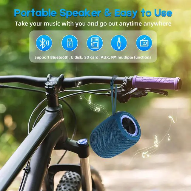 Alt view image 6 of 7 - Portable Bluetooth Speaker, BT5.3 Wireless Speaker 20W Bass Diaphragms with Multi LED Light Dynamic Modes, IPX6 Waterproof 16H Playtime supports FM Mode, TF, USB for Home, Cycling, Outdoor, Beach