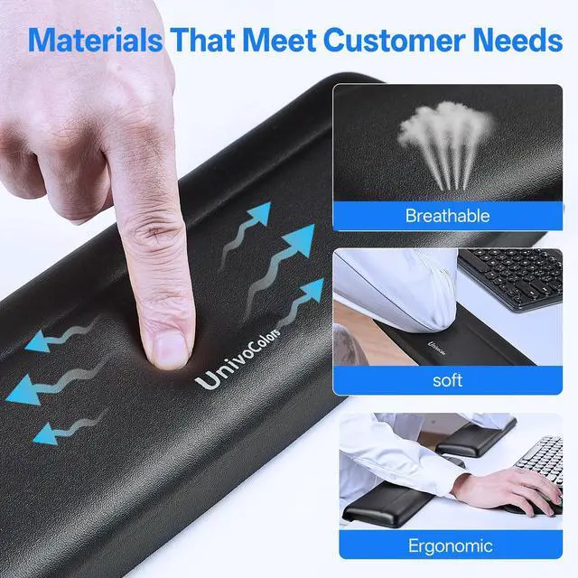 Alt view image 4 of 7 - L-Shaped Desk Edge Cushion,PU Leather,Non-Slip,Separate Design,Memory Foam Desk Edge Support,Ergonomic Design for Long-Hour Work(11.8 * 3.9 inch 2-Piece Set of Black)