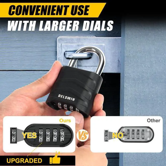 Alt view image 5 of 7 - 3 Pack Large Combination Padlock - 4 Digit Resettable Combo Lock with Hardened Steel Shackle, Security Aluminum Body, Weatherproof Combination Lock for Gym Locker, Gate, Shed, Fence, School