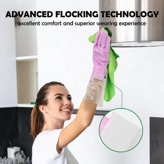Alt view image 2 of 6 - Reusable Rubber Cleaning Gloves for Dishwashing: 3 Pairs Latex Free Household Kitchen Gloves for Washing Dishes