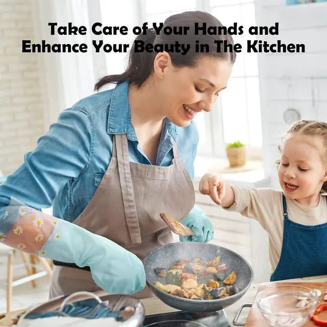 Alt view image 4 of 6 - Reusable Rubber Cleaning Gloves for Dishwashing: 3 Pairs Latex Free Household Kitchen Gloves for Washing Dishes