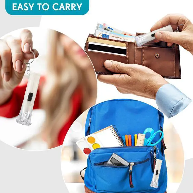 Alt view image 5 of 6 - 50 Pcs Mini Flashlight Keychains Bulk with Lanyard Portable Small Plastic LED Key Chains Flashlights for Night Reading Emergency Hurricane Camping Hiking Party Favors(White,Simple)