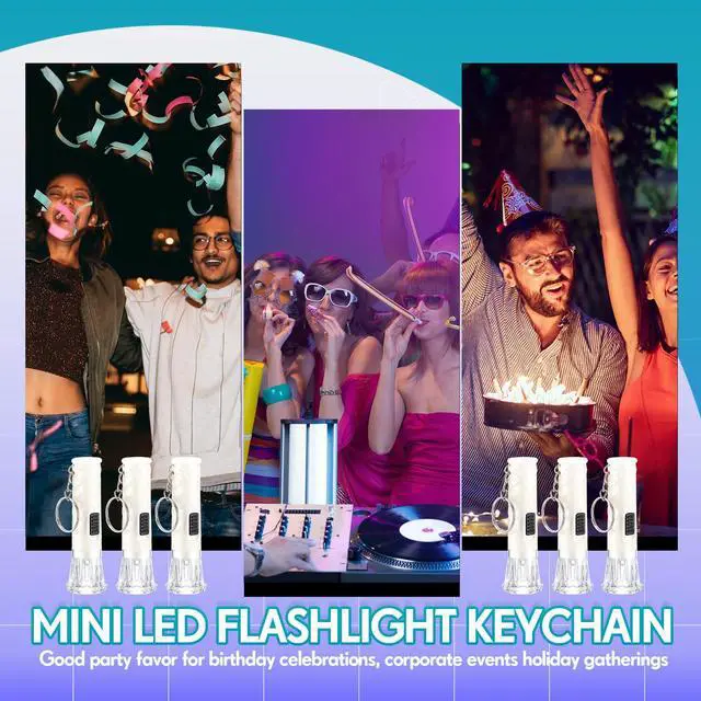 Alt view image 6 of 6 - 50 Pcs Mini Flashlight Keychains Bulk with Lanyard Portable Small Plastic LED Key Chains Flashlights for Night Reading Emergency Hurricane Camping Hiking Party Favors(White,Simple)