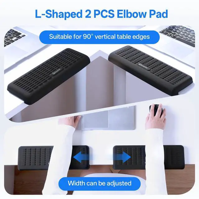 Alt view image 7 of 7 - PostureUp L-Shaped Desk Wrist Rest Elbow, Non-Slip, Separate Design, Memory Foam Desk Edge Support, Ergonomic Design for Long-Hour Work (11.8 * 3.9 inch 2-Piece Set of Grey)