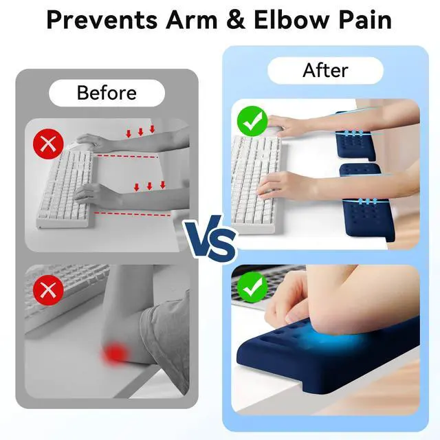 Alt view image 2 of 7 - Sushret L-Shaped Desk Elbow Pad for Desk, 2-Pack Elbow Rest, Dark Blue