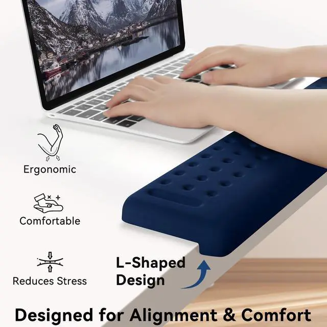 Alt view image 4 of 7 - Sushret L-Shaped Desk Elbow Pad for Desk, 2-Pack Elbow Rest, Dark Blue
