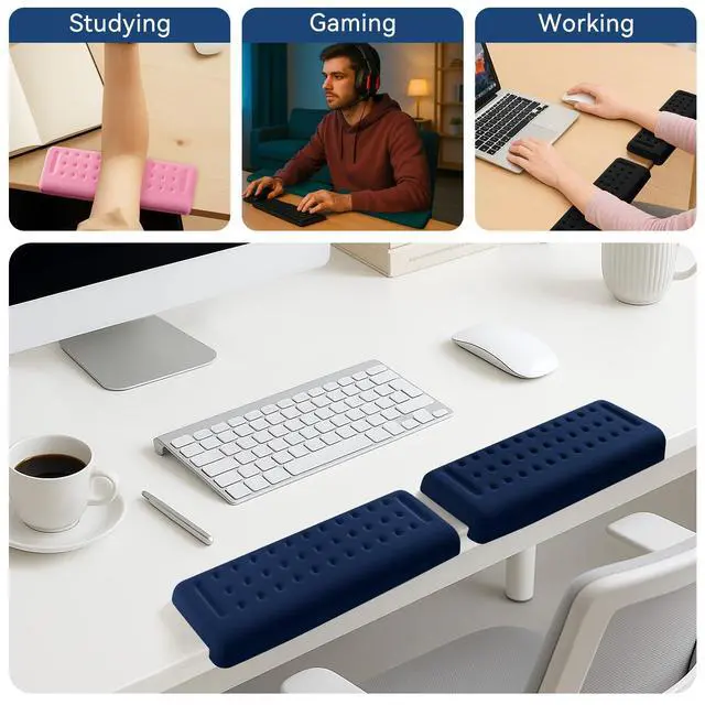 Alt view image 6 of 7 - Sushret L-Shaped Desk Elbow Pad for Desk, 2-Pack Elbow Rest, Dark Blue
