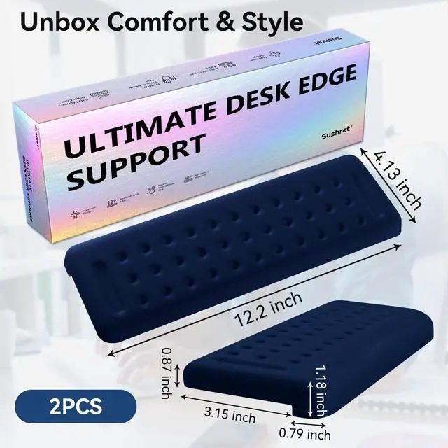 Alt view image 7 of 7 - Sushret L-Shaped Desk Elbow Pad for Desk, 2-Pack Elbow Rest, Dark Blue