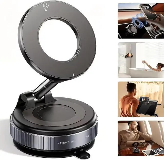 Alt view image 2 of 7 - 2026 Upgraded Vacuum Magnetic Car Phone Holder, 96LBS Strong Suction Cup Phone Mount, 360° Adjustable Foldable MagSafe Car Mount for Dashboard Windshield, Compatible with All Smartphones