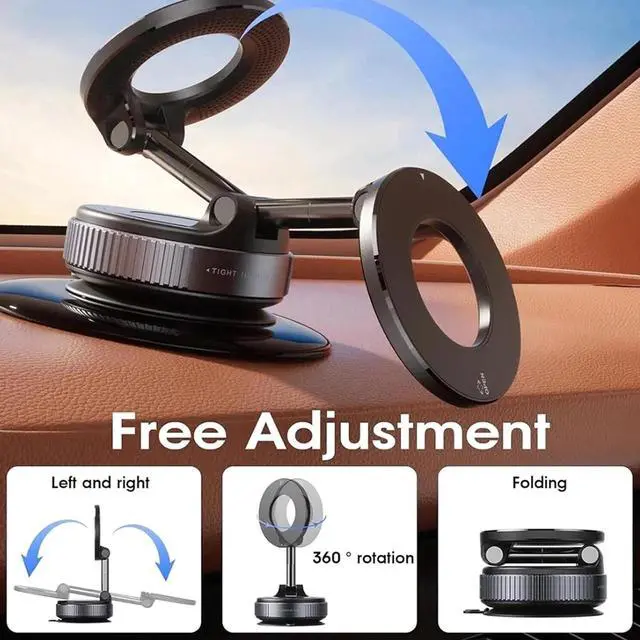 Alt view image 3 of 7 - 2026 Upgraded Vacuum Magnetic Car Phone Holder, 96LBS Strong Suction Cup Phone Mount, 360° Adjustable Foldable MagSafe Car Mount for Dashboard Windshield, Compatible with All Smartphones