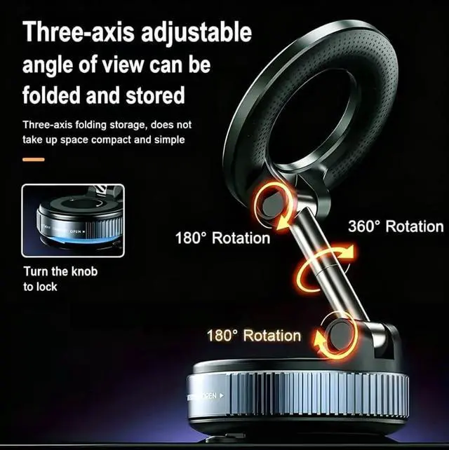Alt view image 7 of 7 - 2026 Upgraded Vacuum Magnetic Car Phone Holder, 96LBS Strong Suction Cup Phone Mount, 360° Adjustable Foldable MagSafe Car Mount for Dashboard Windshield, Compatible with All Smartphones