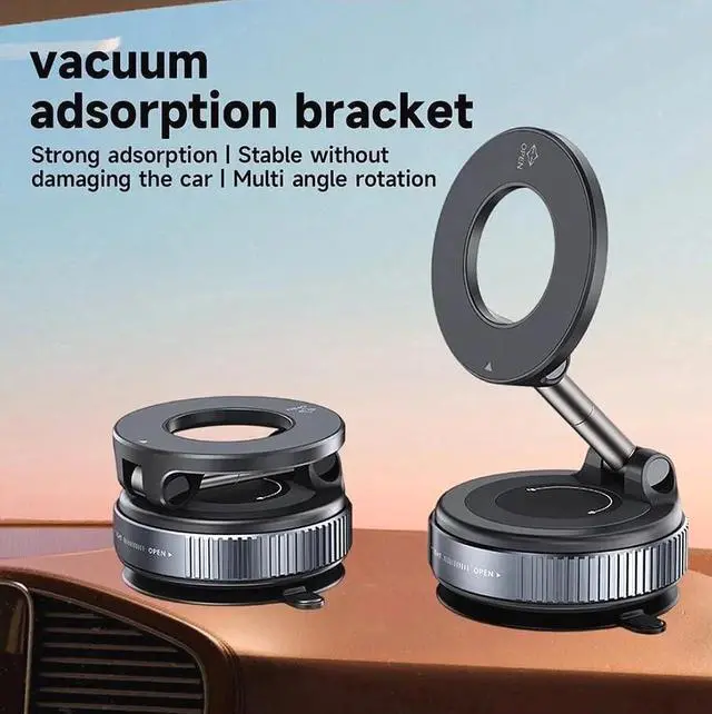 Alt view image 4 of 7 - 2026 Upgraded Vacuum Magnetic Car Phone Holder, 96LBS Strong Suction Cup Phone Mount, 360° Adjustable Foldable MagSafe Car Mount for Dashboard Windshield, Compatible with All Smartphones