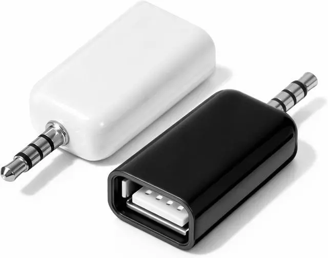 Main image of 2 PCS Aux to USB Adapter - USB Female to 3.5mm Jack Audio Adapter for Flash Drive Car CD Player, Mp3 Music - Auxiliary Port